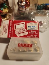 Vtg 70's Ohaus Student Metric Weight Set Fractional & Gram Weights, Case,Forceps