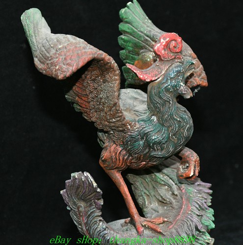 Tableau ancien 5,9'' Chine buis sculpté main Feng Shui Phénix oiseau soldes statue