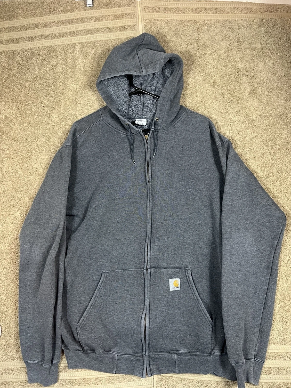 Carhartt Defender Loose Fit Thermal-Lined Full-Zip Sweatshirt Gray Men's L Tall