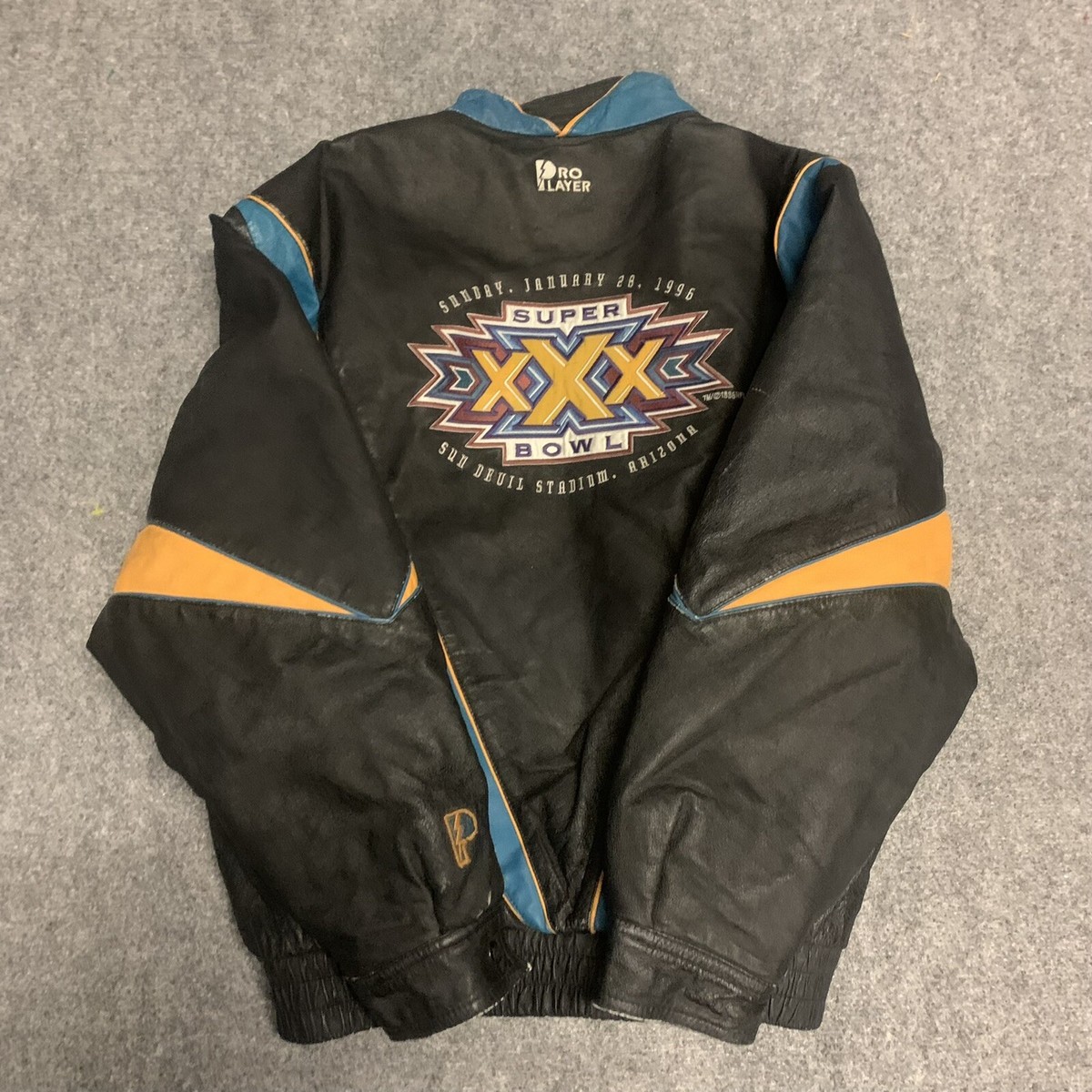 Super Bowl 30 Pro Player Leather Jacket Arizona Cowboys Steelers