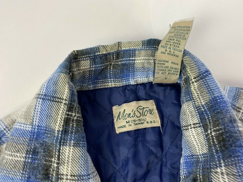 Vintage Men's Store Flannel Quilted Shirt Jacket Sz Medium (15 - 15-1/2) Taiwan - Picture 5 of 8