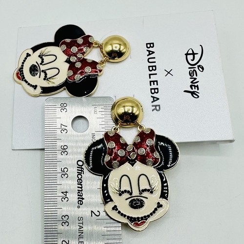 NWOT Disney x Baublebar Minnie Mouse Chandelier Statement Earrings Post Back - Picture 5 of 10