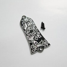 Hand engraved classical leaf aluminum truss rod cover fits most Gibson guitars