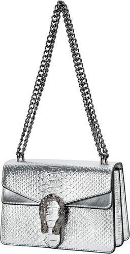 Leather Shoulder Bag Chain Purse for Women-Fashion Crossbody Bags Vintage Snake