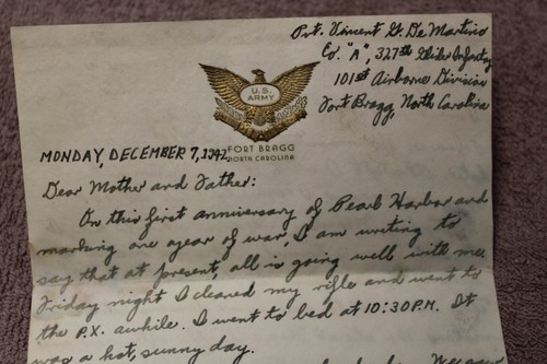 Original WW2 "Pearl Harbor" Letter & Envelope from 101st Airborne 327th G.I. Vet - Picture 5 of 9