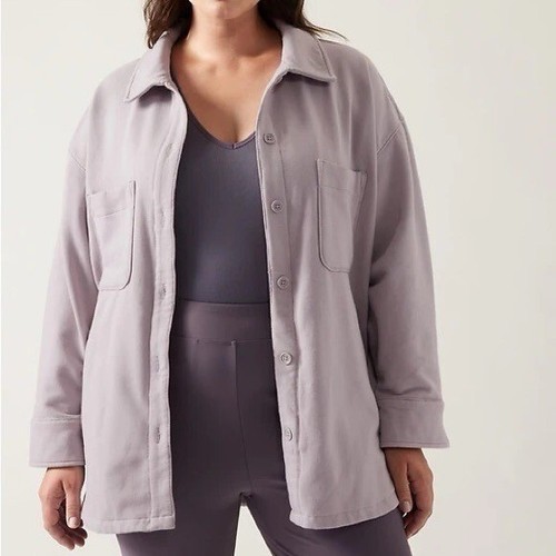 Athleta Lilac Purple Retroplush Shirt Jacket Shacket Plus Size 2X | eBay