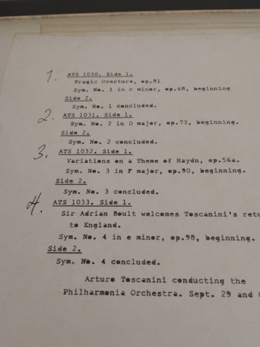 Brahms Four Symphonies Tragic Overture Arturo Toscanini ATS 1030/31/32/33 - Picture 4 of 6