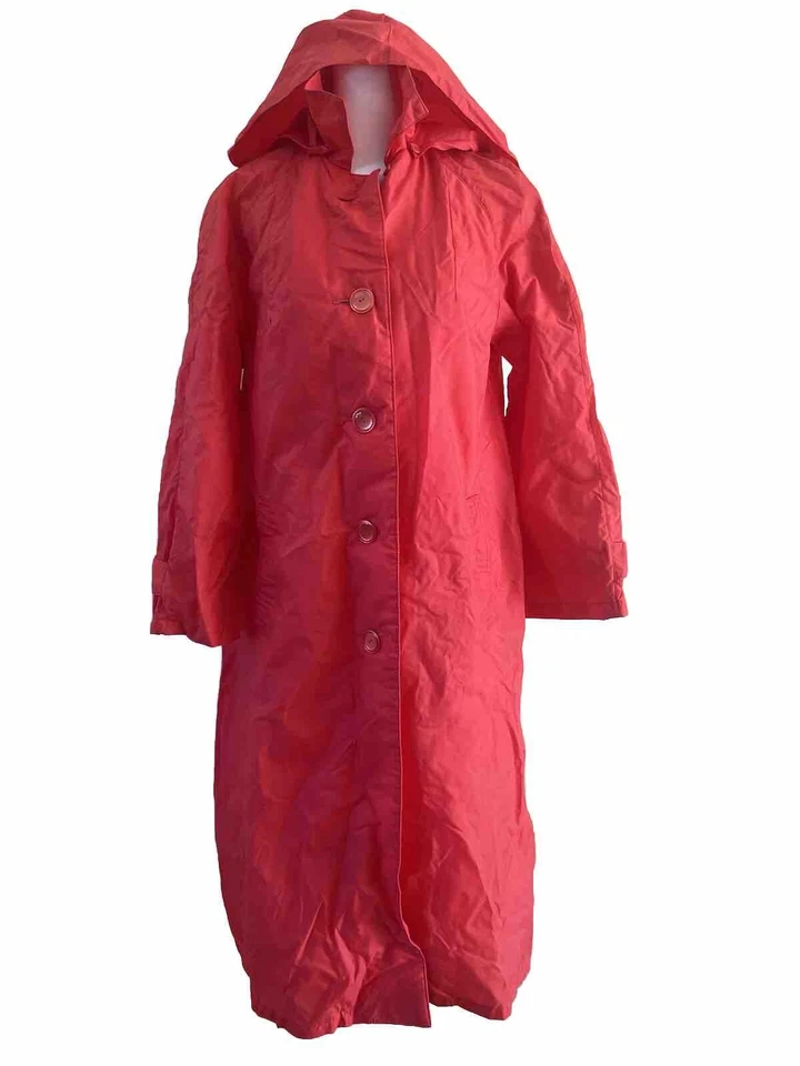 De Colección Alligator Lacoste Rojo Embalable Con Capucha Midi Impermeable Abotonado con Bolso Unisex 6 Foto 2 de 4
