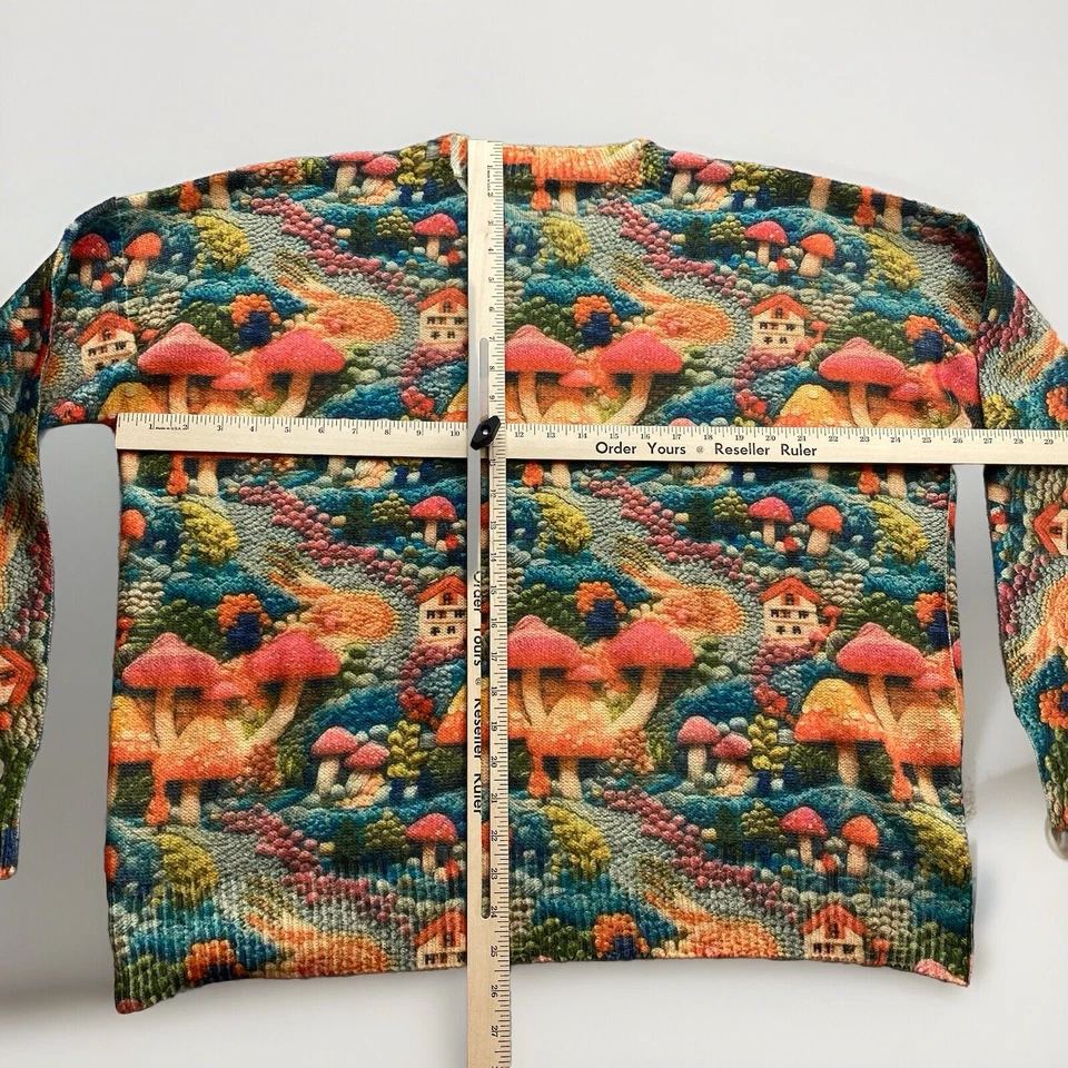 Suéter Cuello Redondo Patrón Setas 4XL Duende Hada Terrosa Otoño Estampado Completo Foto 3 de 4