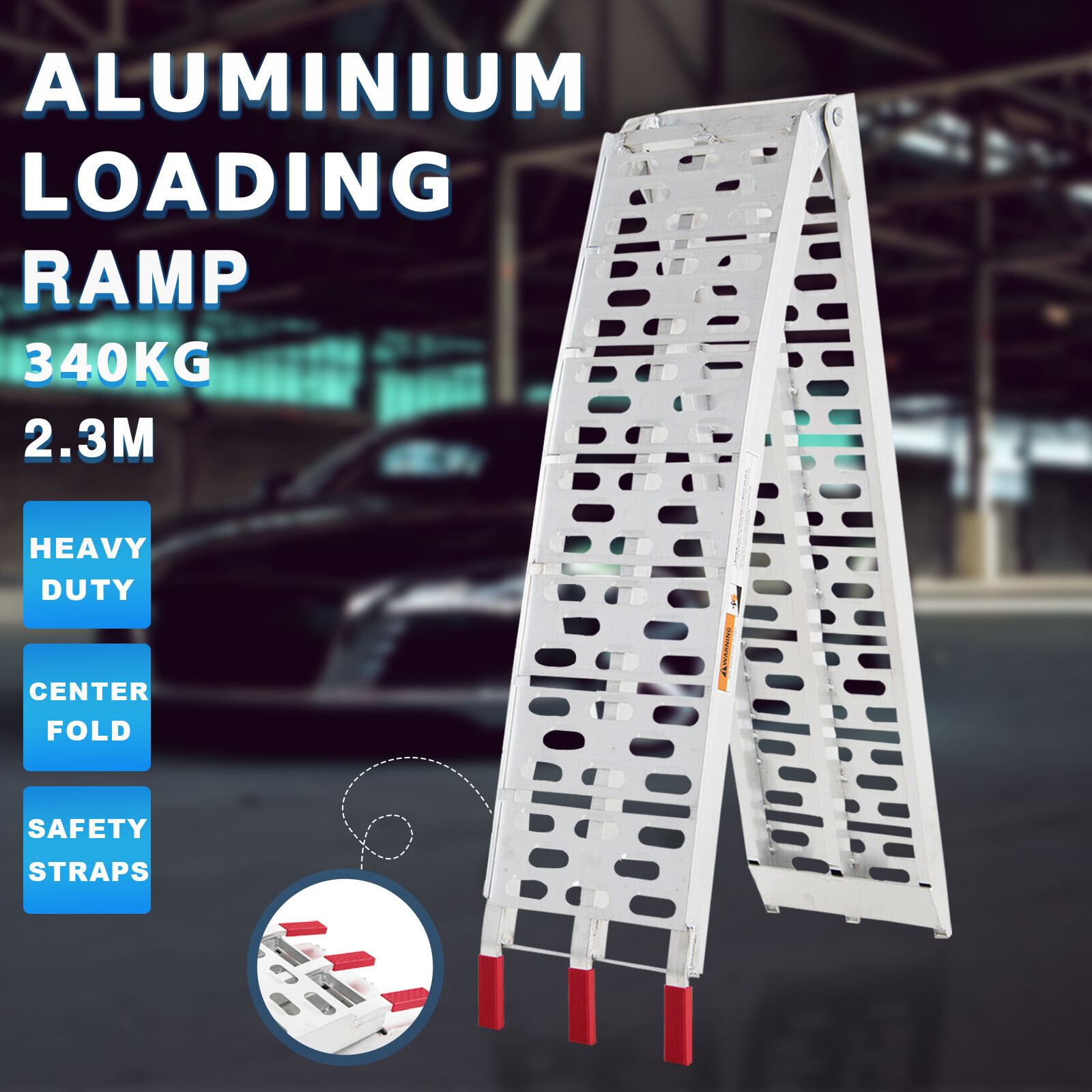 1360KG 2.3M Aluminium Loading Ramp Folding ATV Quad Bike Buggy Motobike ...