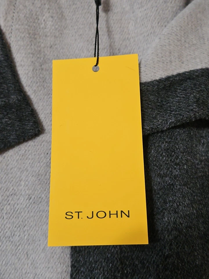 St. John Yellow Tag Gray Open Coat Jacket Angora Wool Cashmere Size 10 NWT $695 - Image 4 of 4