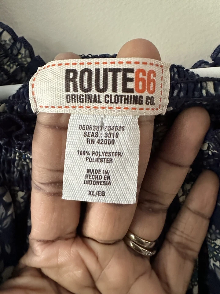 Route 66 XL 衬衫花卉长袖 V 领套衫半透明农民波西米亚 — 第 3/4 张图片