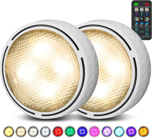 LED Puck Lights with Remote Control, Battery Operated Wireless Closet Lights