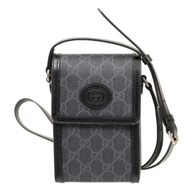 【GUCCI】Interlocking GG Supreme Bucket Crossbody Bag GUCCI GG Supreme Monogram Emblem Mini Bucket Bag Beige Dark