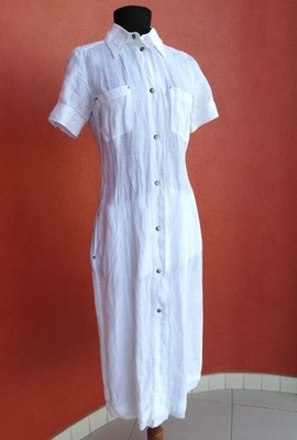 WHITE LINEN LONG JACKET MARLLA SPORT MODEL OBBIA SIZE 40