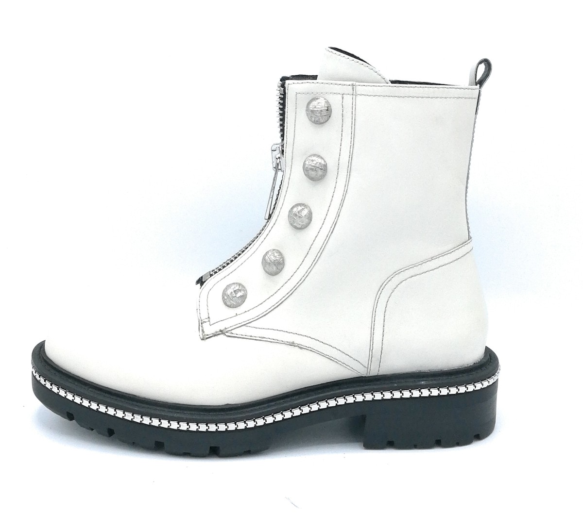 Elvio Zanon I6507 ankle boot white leather zipper and studs Elvio Zanon I6507 ankle boot white leather zipper and studs
