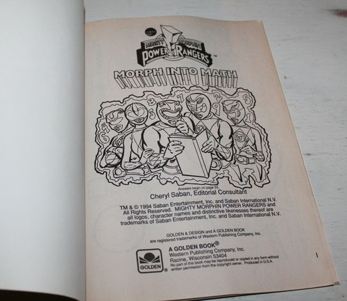 Mighty Morphin Power Rangers Morph into Math Workbook by Golden NEW Vintage - Picture 2 of 6