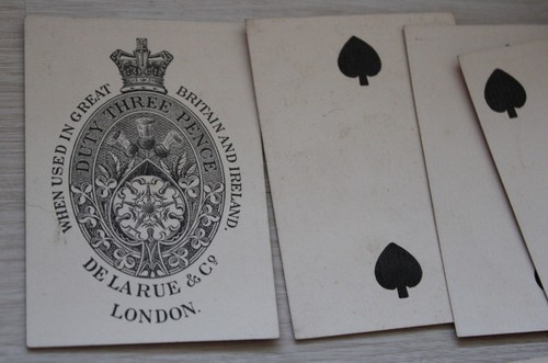 DE LA RUE Old Antique Square Corner Full Deck Pack 52 Playing Cards with box - Picture 6 of 16