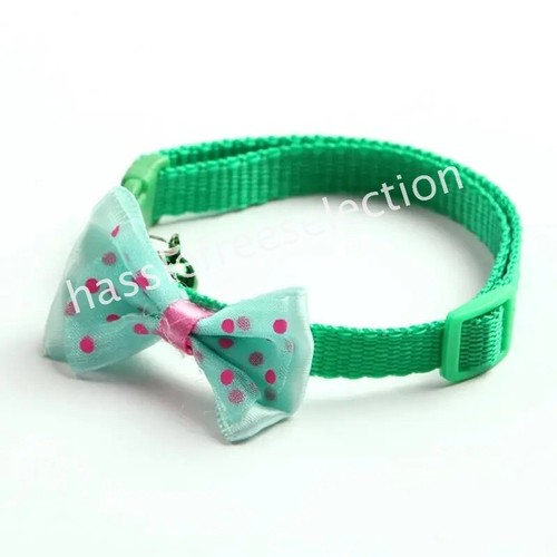 Color Dog Cat Collar With Bell Bow Adjustable Buckle Kitten Puppy Reflective - Picture 12 of 15