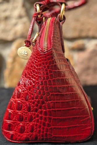 Brahmin Rare Red Croc-embossed leather satchel w/strap & dust bag H17151ER New - Bild 12 von 23