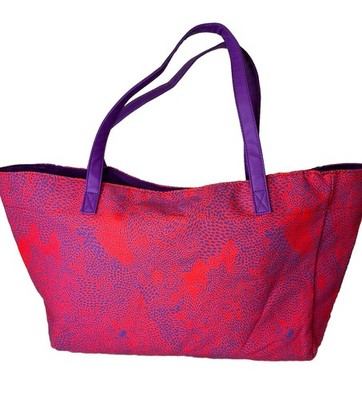 Kenzo Parfums Tote Bag All Over Print Red/pink With Purple Straps
