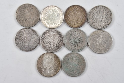S01D53- 10x Zwei Mark Silber 900 Münze