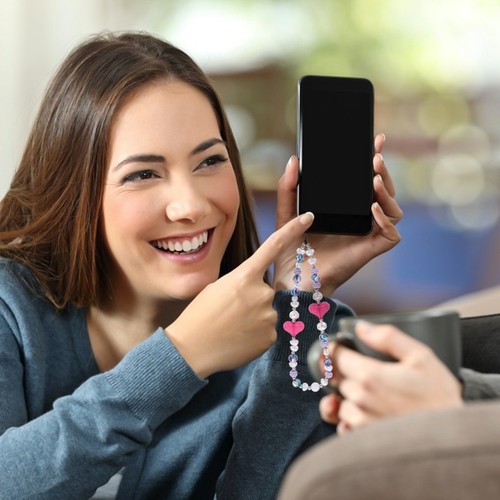 Perłowe serce telefon urok smycz telefon bransoletka telefon łańcuszek pasek dla kobiet - Zdjęcie 11 z 12