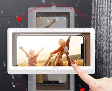 New In Box Waterproof Rotating Shower Phone Holder Adjustable Touchable  Case