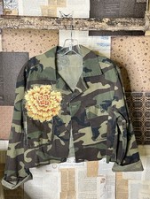 Handmade Vintage Cottagecore Camo Jacket OOAK Boho Upcycled Slow Fashion S M Handmade Vintage Cottagecore Camo Jacket OOAK Boho Upcycled Slow Fashion S M