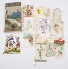 Konvolut Schmuckpapier Klappkarten gepr&auml;gt um 1900 Jugendstil Schachtel