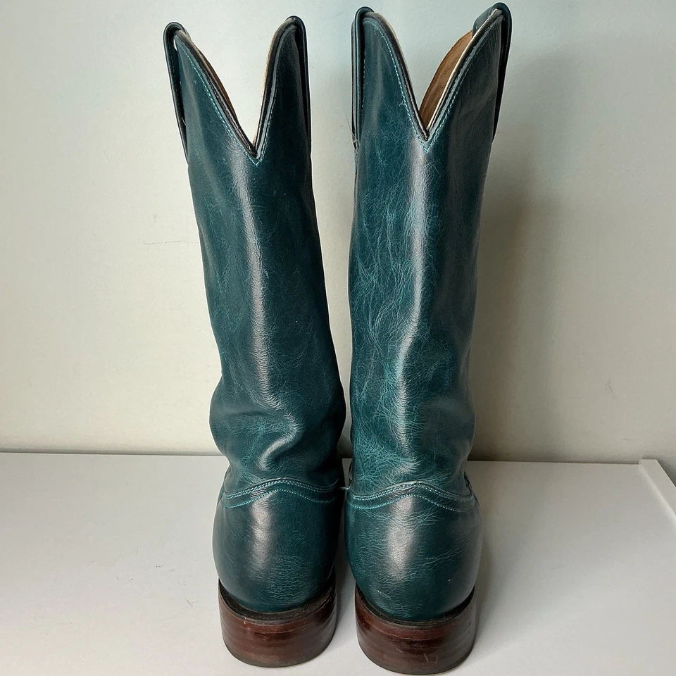 Botas de Vaquera Roper Riley Punta Cuadrada Azul Para Mujer Talla 8.5 Azul Occidental Verde Foto 4 de 4