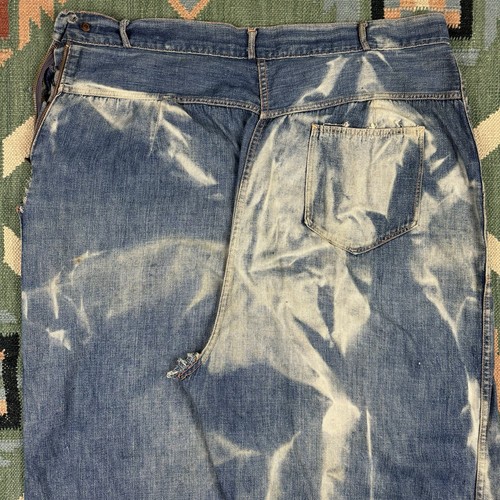 Vintage 50s Strong Reliable Denim Side Zip Jeans Sanforized Faded 38x27 Workwear - Bild 10 von 14