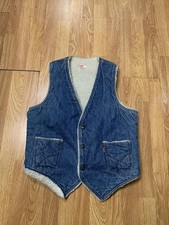 Vintage Levi's Denim Vest Mens Medium Blue Sherpa Lined Trucker Made USA 70s