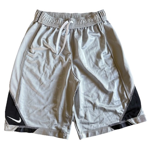 Nike Basketball Shorts Youth Boys Medium Silver w/Black, Swoosh Logo 24” waist - Picture 13 of 17