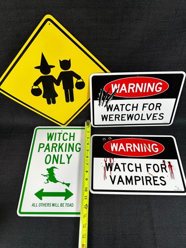 Halloween Warning Watch for Vampires/Werewolves Signs Witch Trick or Treat Blood - Picture 6 of 6