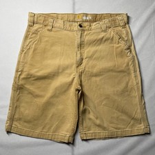 Carhartt Mens Brown Tan Canvas Rugged Flex Relaxed Fit Workwear Shorts Size 36