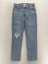 Madewell The Perfect Vintage Jean Womens 26 Blue High Rise Distressed Denim Pant