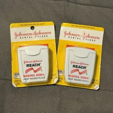Vtg Johnson & Johnson REACH Dental Floss Lot 2 Baking Soda Mint Waxed 1996 NOS