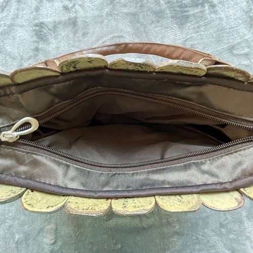 Coconut Purse Brown Hawaiian Hibiscus Natural Tropical Square Clutch Tiled - Picture 4 of 6