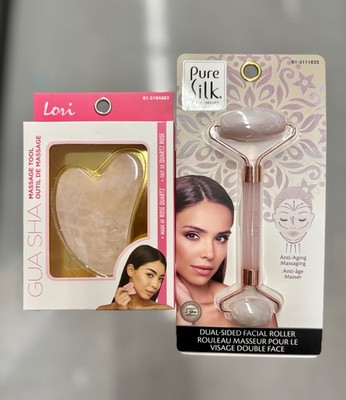 Rose Quartz Facial Roller & Gua Sha Set   Anti-Aging Massage Tool - Glows Skin