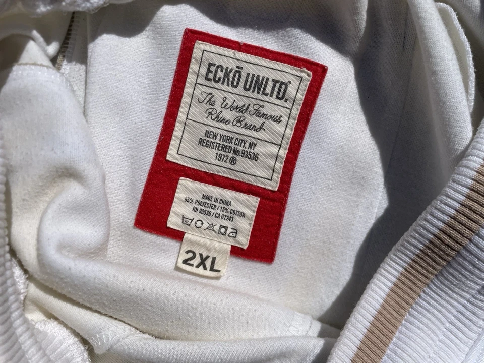 vintage Ecko Unltd white striped track suit sz 2XL warm up chain stitched - Image 2 of 4
