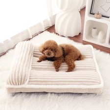 Luxury Dog Bed with Pillow Deluxe Flannel Pet Bed with Removable Washable Cov...