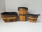 Longaberger Basket lot of 3 braided handle blue liners Collector Club