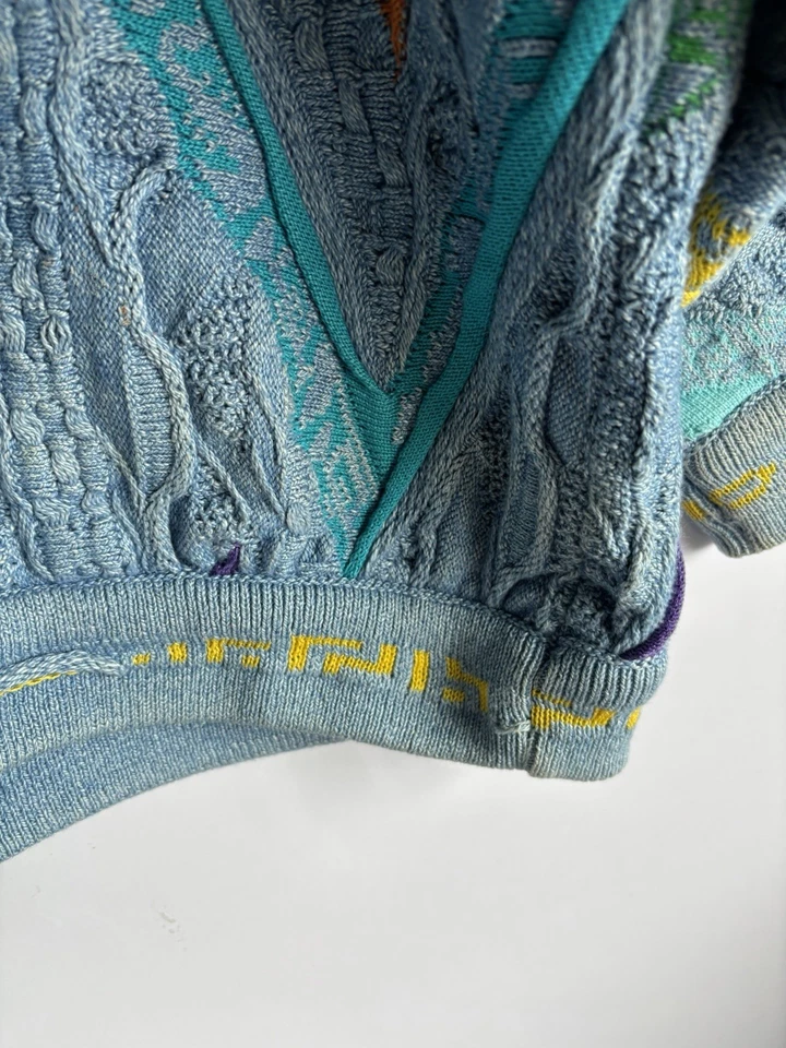 Vintage Coogi Blues 3D Textured Knit Sweater Size M Blue Rare - Image 4 of 4
