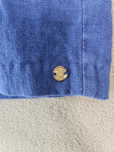 Lilly Pulitzer Lilo Linen Shorts Martinique Blue Large Pullup Pockets Vacation - Picture 2 of 8