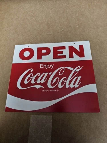 Vintage Enjoy Coca Cola 2 Sided Open Closed  Plastic Sign Restaurant 1970s-1980s