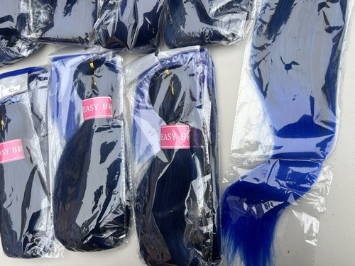Flechthaar vorgedehnte Haarverlängerungen lang blau & schwarz 8er Packungen - Bild 2 von 3