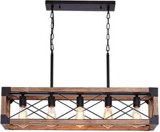 Kitchen Island Lighting, 33.5-Inch 5 Lights Farmhouse Linear Chandelier for D...