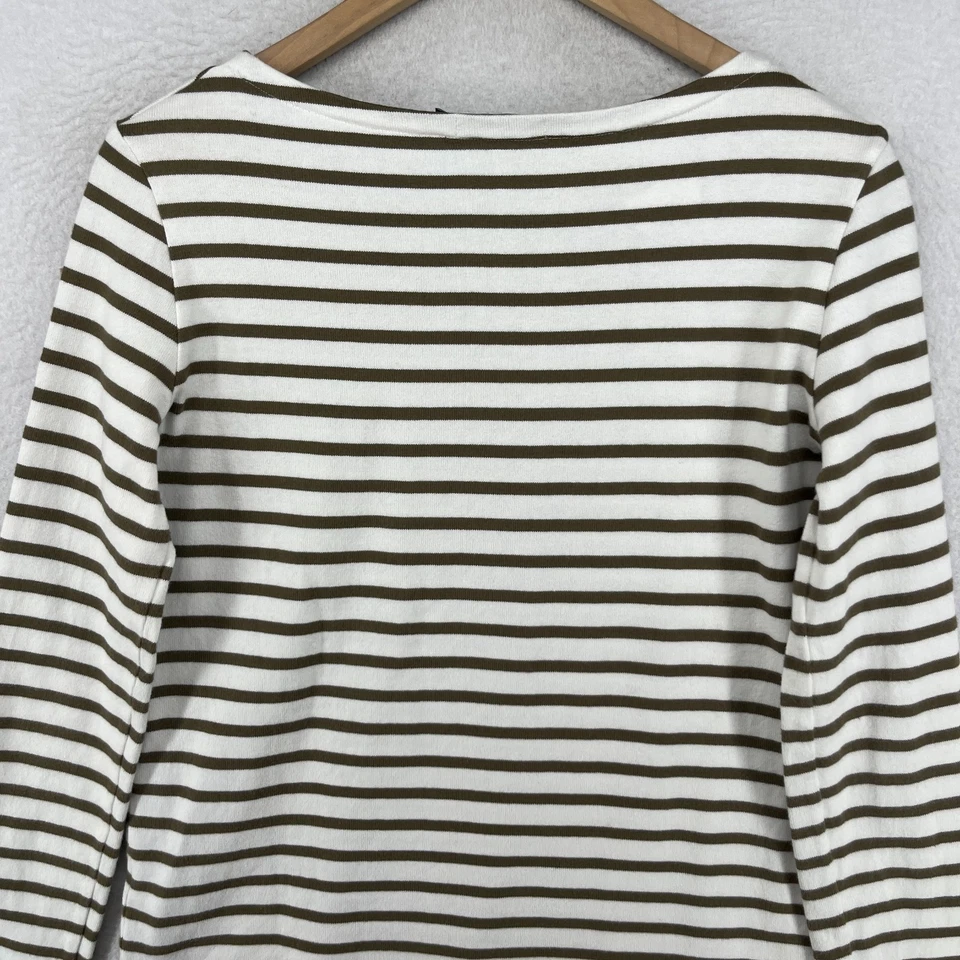 Топ женский PETIT BATEAU XS матросский в полоску вырез лодочка с длинным рукавом хлопок зеленый - Изображение 4 из 4