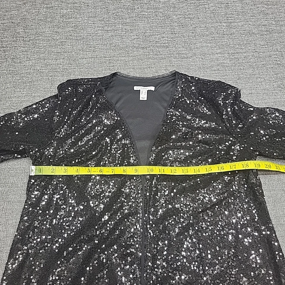 Isaac Mizrahi живой модный блестки нарядный вечеринки открытый кардиган маленький размер черный - Изображение 2 из 4